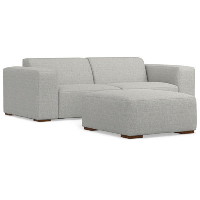 Rex Modular Sofa and Ottoman Set 88-inch-wide 2-Seater Couch and Matching 34-inch-wide Table Ottoman for Living Room