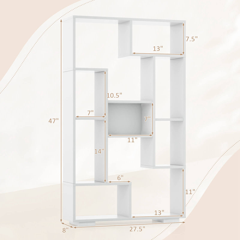 Bodala Geometric Bookcase, White