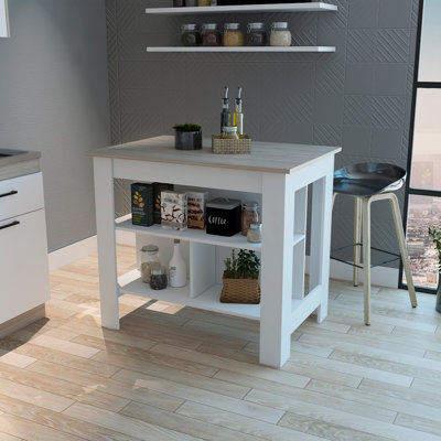 Cala 3-Shelf Wooden Kitchen Island