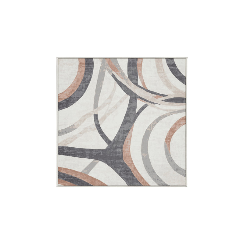 Machine Washable White Area Rug, Square 3'