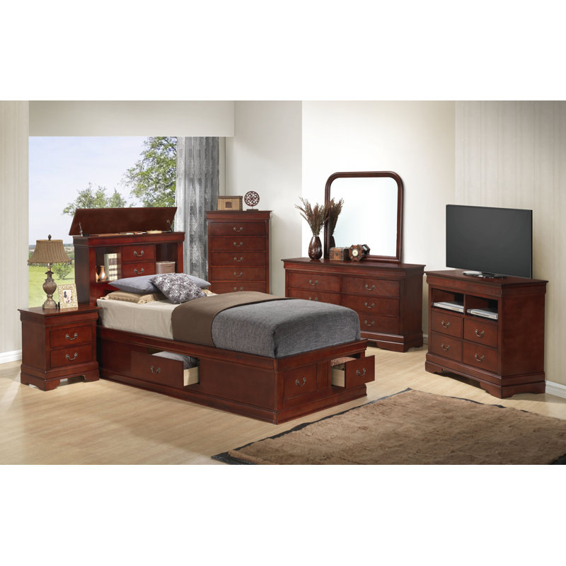 Citronelle Bookcase Storage Bed, Cherry, Twin