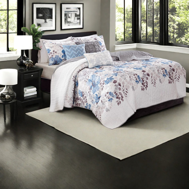 Ensemble de literie en coton de qualité supérieure, motif floral 6 pièces pour le confort de la maison