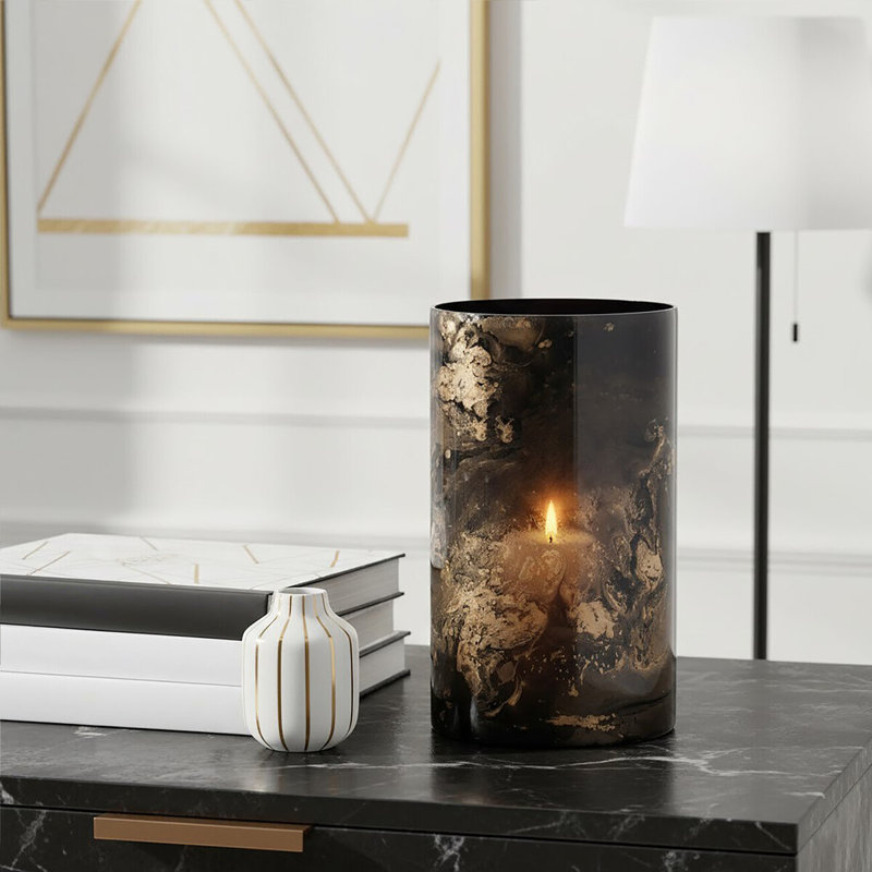Marble Tabletop Tealight Holder, 19cm H x 12cm W x 12cm D