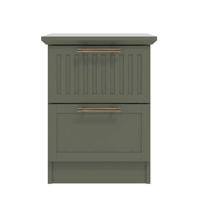  2 Drawer Bedside Table, Kale Green
