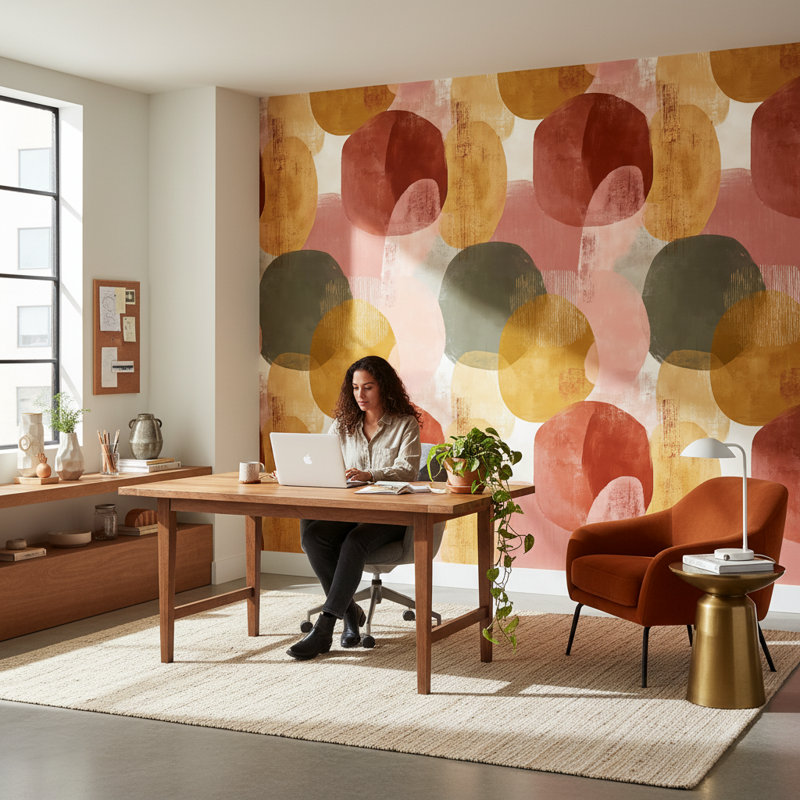 Papier peint abstrait géométrique, décoration murale moderne