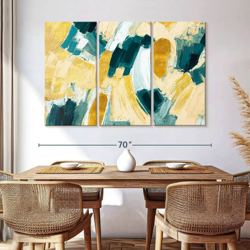 Avery Gold And Teal Afterglow, 42" H x 65" W