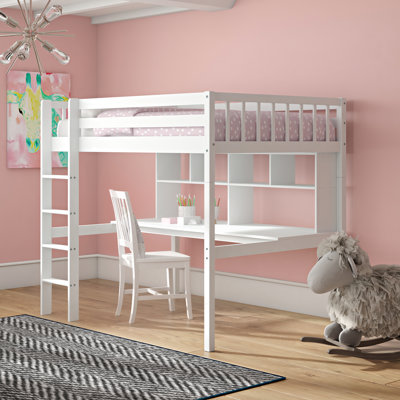 Solorzano European Single (90 x 200cm) Mate's & Captain's High Sleeper Loft Bed Bed with Built-in-Desk