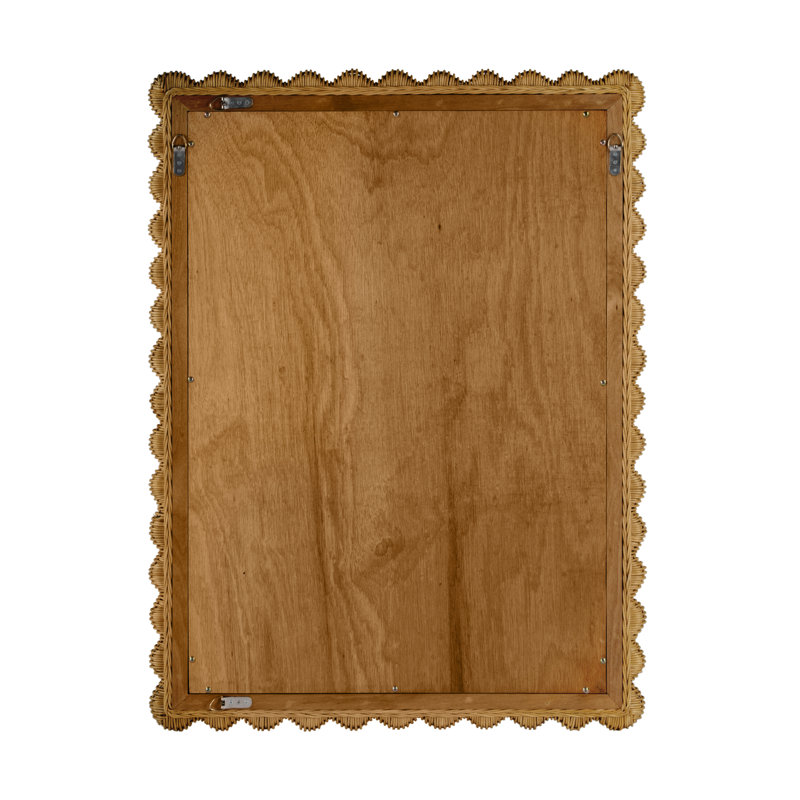 Flora Rattan Scalloped Wall Mirror, Honey