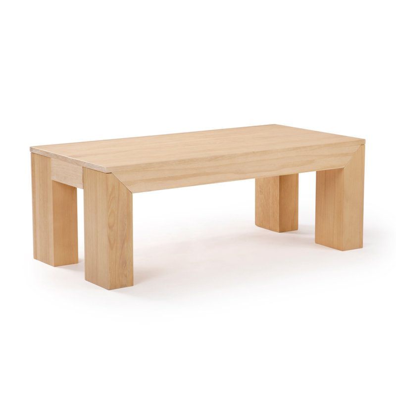 Candon Solid Wood Single Coffee Table, 15" H x 40.25" L x 20.25" W, Blonde Wirebrush