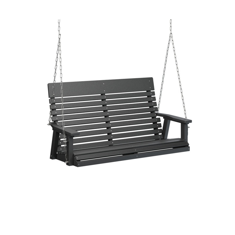 Balançoire double à dossier décontracté noir avec chaînes en zinc Berlin Gardens, 52", Noir