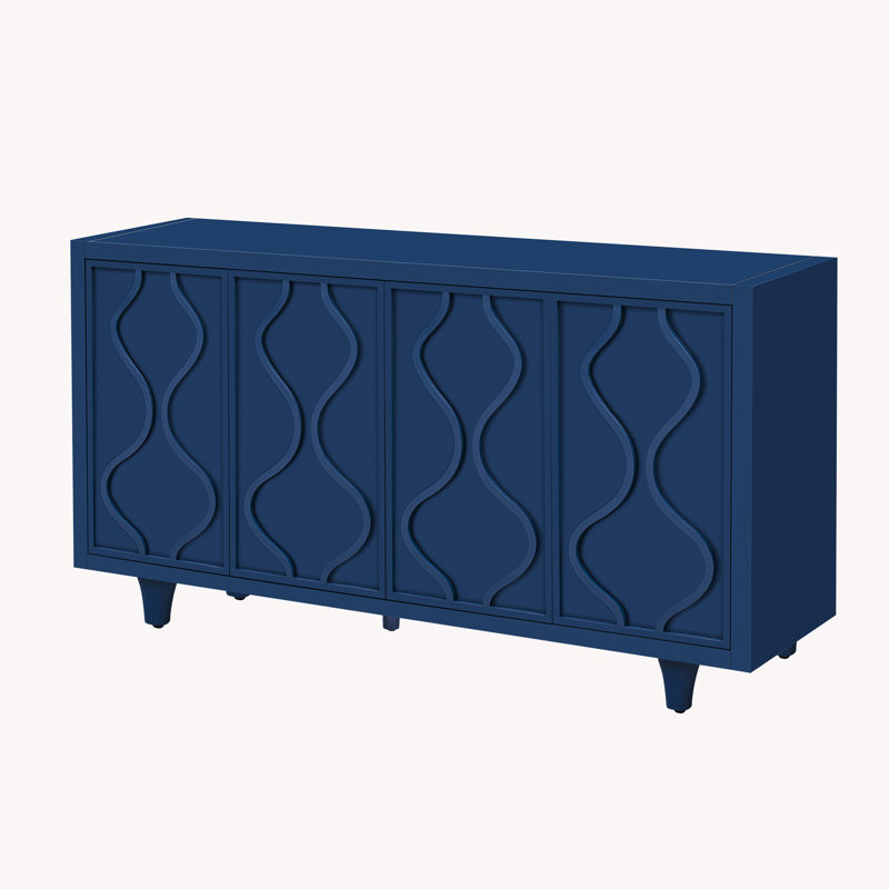 Armoire de rangement avec 4 portes et tablettes réglables, Navy Blue/Black