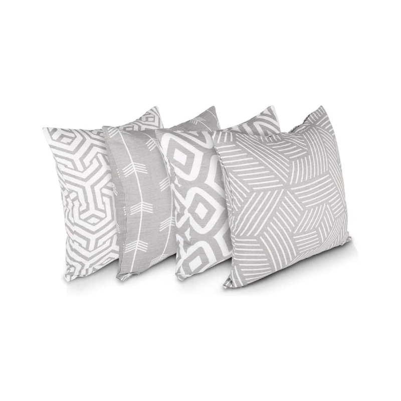 Indoor / Outdoor Geometric Grey Square Cushion Cover