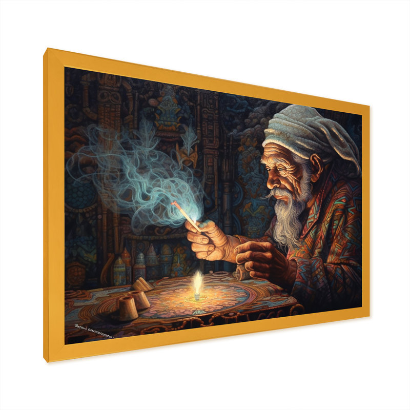 La sagesse du chaman sur toile, H 34 po x l 44 po x P 1,5 po, Cadre doré à une seule photo