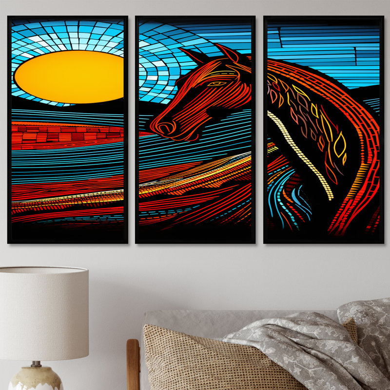 Girard - cheval, ensemble d'art mural, Cadre flottant noir, H 40 po x l 60 po x P 1 po