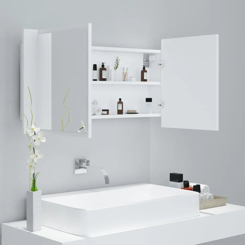 Metro Lane LED Bathroom Mirror Cabinet 80X12x45 Cm Acrylic, Sonoma Oak, 80cm W x 12cm D x 45cm H