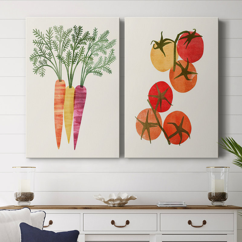 Organic Veg III - Toile tendue avec châssis de qualité supérieure - Prêt à accrocher, H 18 po x l 12 po