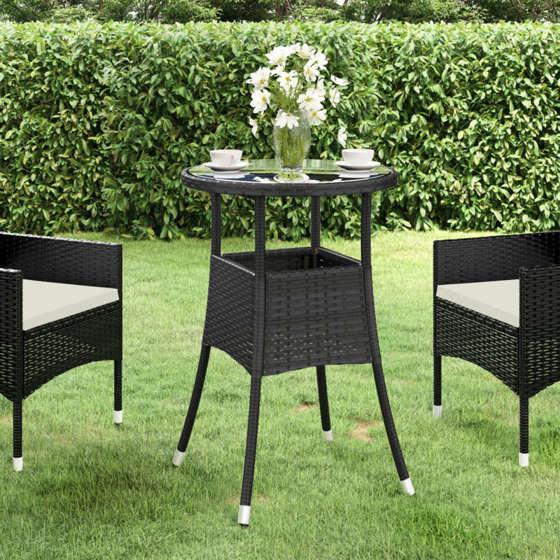 Garden Table Poly Rattan Furniture, Grey, 75 x 60 x 60cm