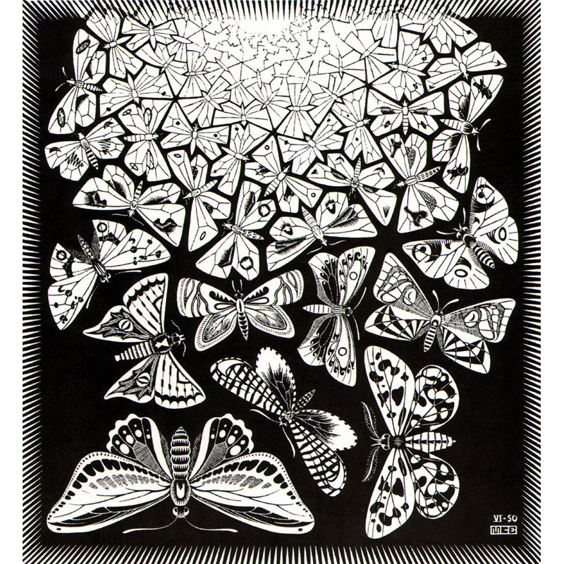 «Butterflies» par M.C.Escher, toile tendue avec châssis, H 40 po x l 28 po