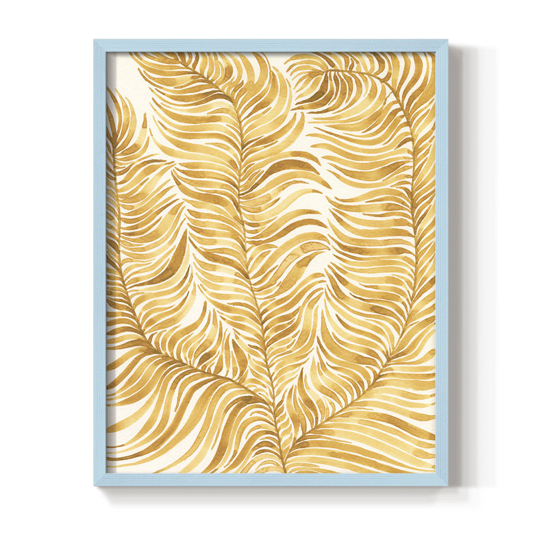 «Quiet Harmony IV», reproduction encadrée - bois massif, Bleu, H 21 po x l 17 po