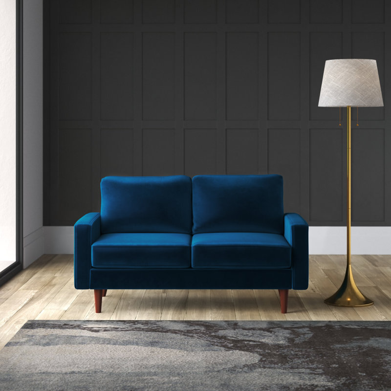 Causeuse Markham, Velours bleu espace, H 33 po x l 58 po x P 32 po