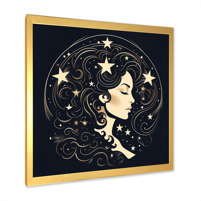 Astrologique Stargazer V, H 16 po x l 16 po x P 1 po, Cadre doré à une seule photo