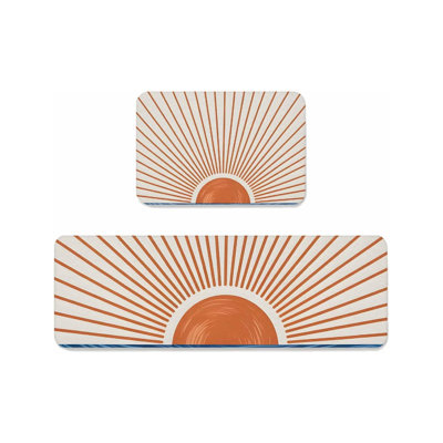 Tapis de cuisine orange et beige soleil, 2 tapis Boho pour la cuisine et le salon