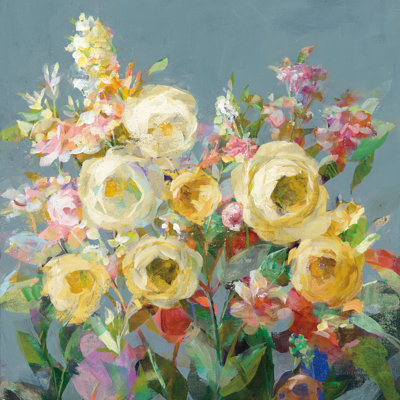 Joy Of The Garden Sq I Yellow by Danhui Nai - Wrapped Canvas Painting