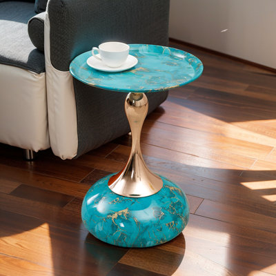 Table de bout ronde, table d'appoint ronde, table à piédestal en métal moderne, table d'appoint minimaliste