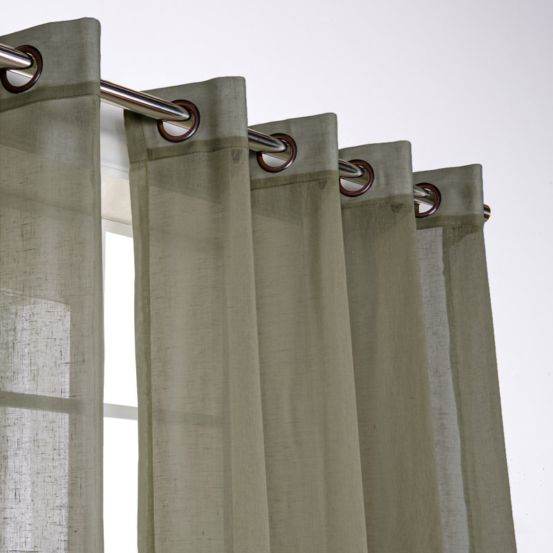 Taumsauk Semi Sheer Curtain Panel Pair, 52" W x 84" L, Lichen