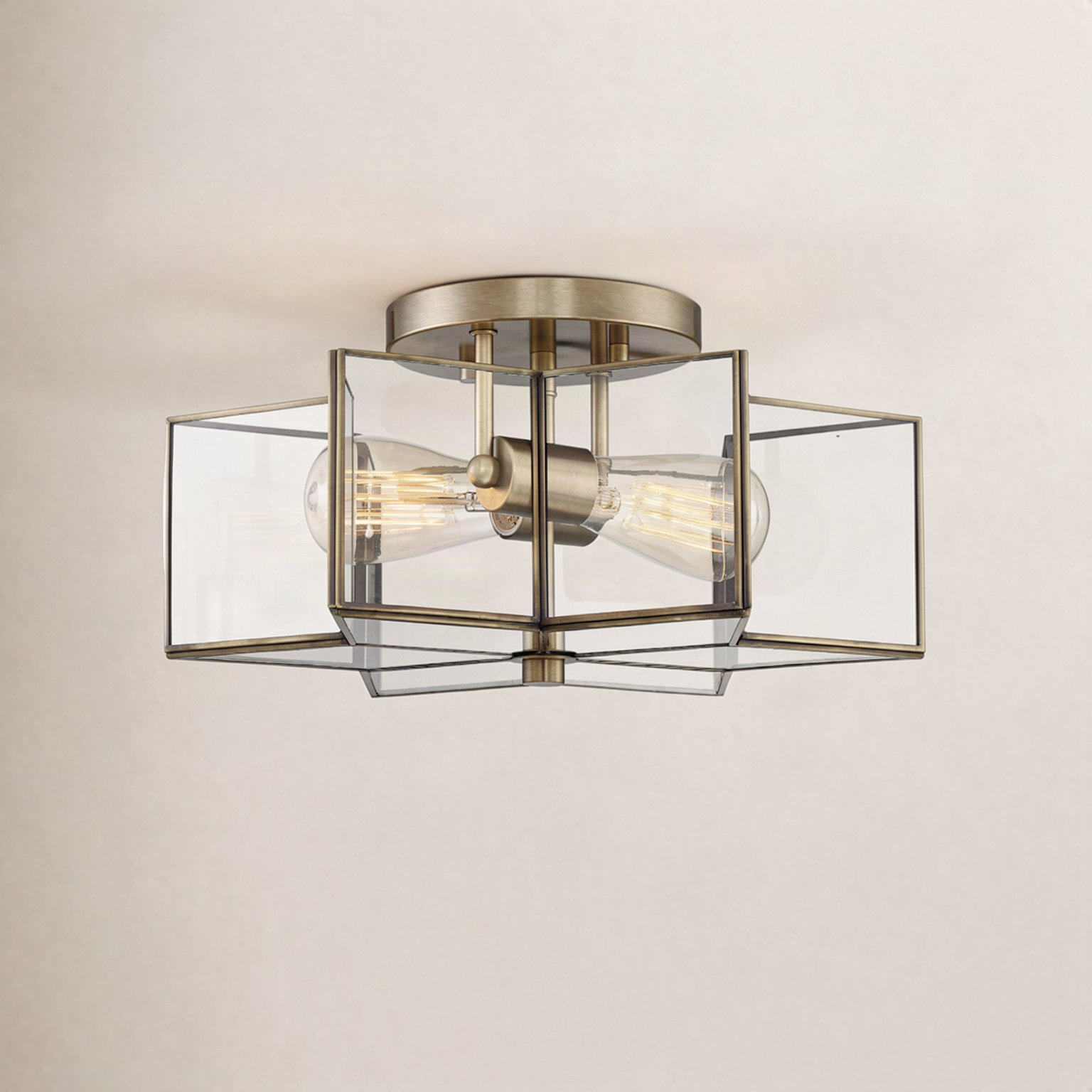 Putnam 2 Light Glass Semi Flush Mount, Glass