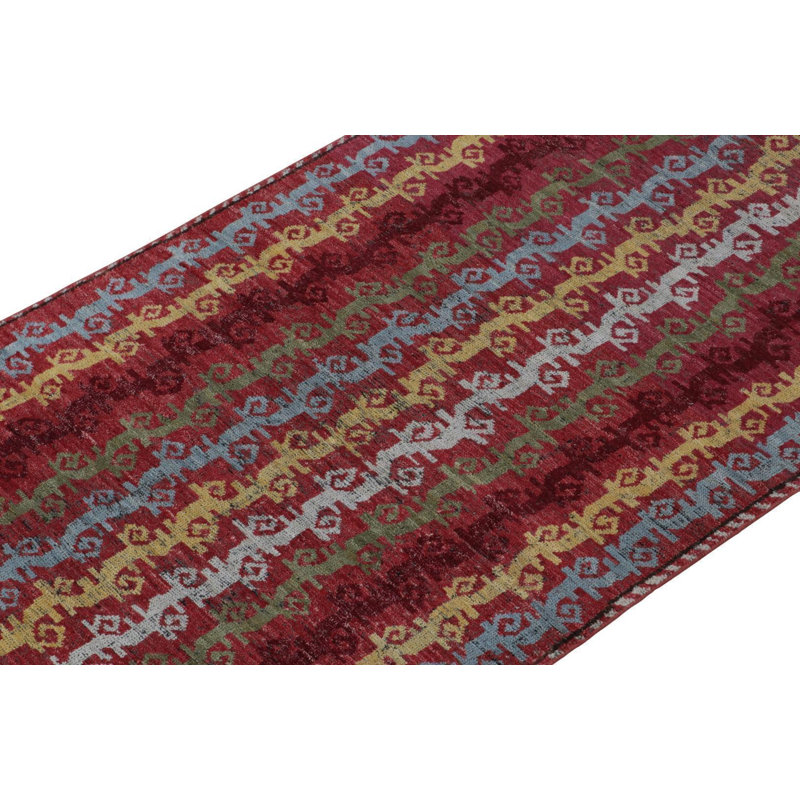 Burano Handmade Kilim Wool Geometric Area Rug, Runner 3' x 10'