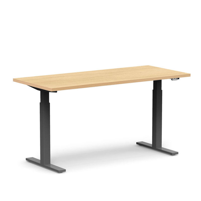 Bureau ajustable Series L 2S, Chêne naturel / gris anthracite, H 48 po x l 27 po x P 57 po