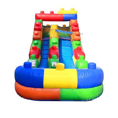 Inflatable Water Slides for Kids - Backyard Inflatable Water Slides with Splash Pool - Building Block Slide with Water Pool Complete with Blower, and Stakes - 21' x 9' - 12' Tall Slide