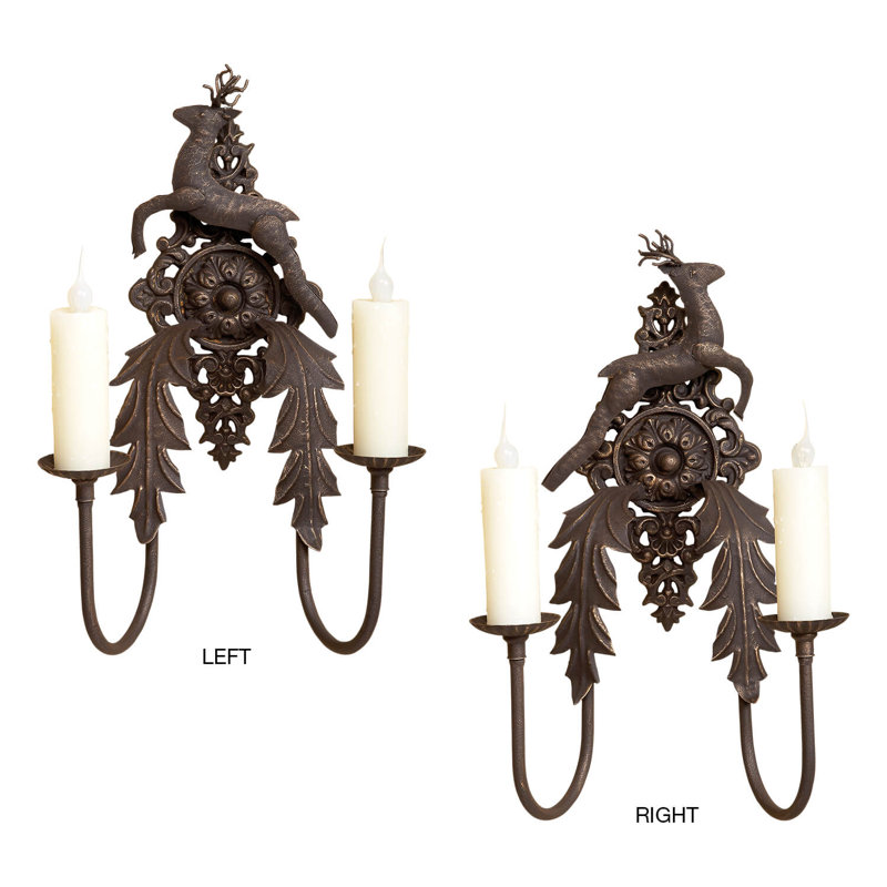 4 - Light Candle Wall Light, Antique Old World