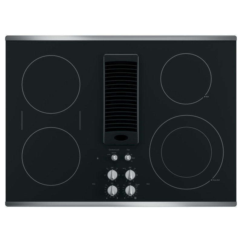 Downdraft Electric Cooktop, Black/Stainless Steel, Stainless Steel