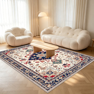 Tapis de style persan traditionnel de 1 pièce pour le salon, doux et confortable, convient à toutes les saisons, facile à entretenir, tapis de sol intérieur lavable à la machine, convient à la chambre à coucher, à la salle à manger, au couloir, au patio, au bureau, à la maison, à la décoration extérieure .