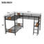 Lit superposé en L avec lit mezzanine avec bureau et tablette pour chambre d'enfant