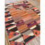 Tapis turc en laine tissé à plat à motif géométrique de style village des années 1930 de 6 pi 8 po x 8 pi 6 po