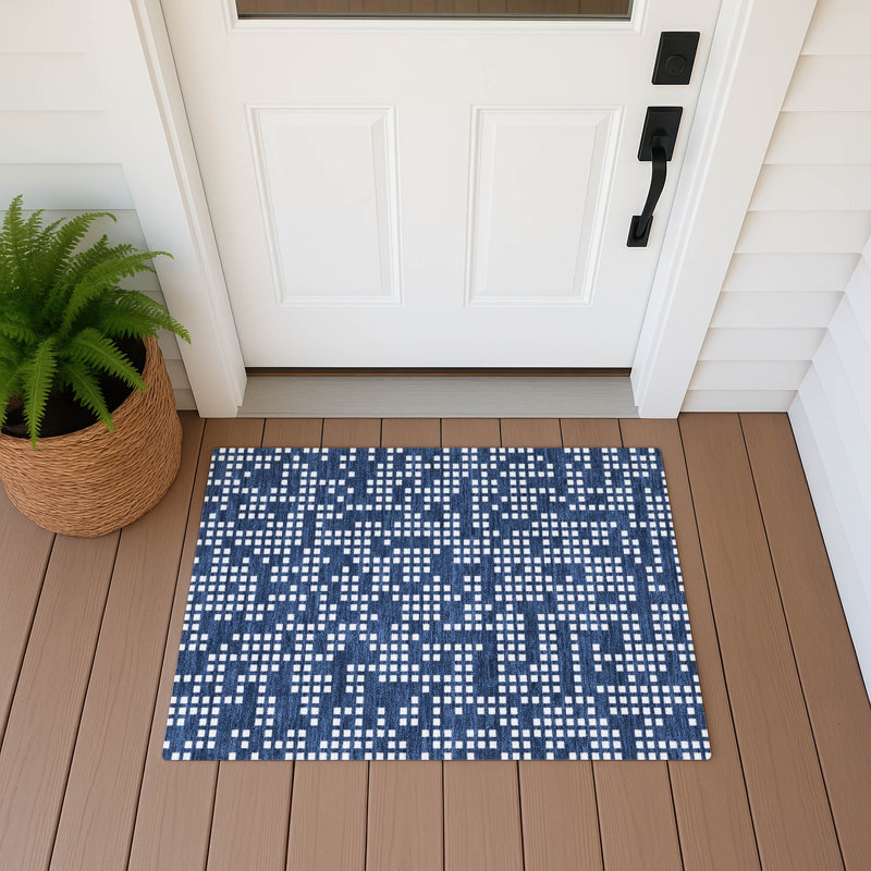 Tapis intérieur / extérieur lavable à la machine pour enfants ACN2831, Marine, 1 pi 8 po x 2 pi 6 po