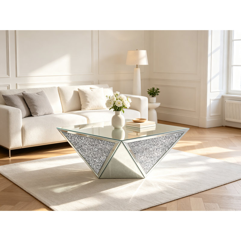 Table basse miroir à prisme de cristal
