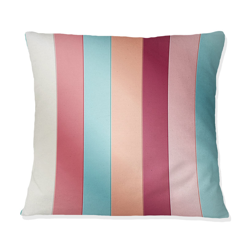 Coussin décoratif rayé rose vibrant Vibrant Harmony, H 18 po x l 18 po