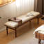 Long banc en cuir massif et noyer-112233204