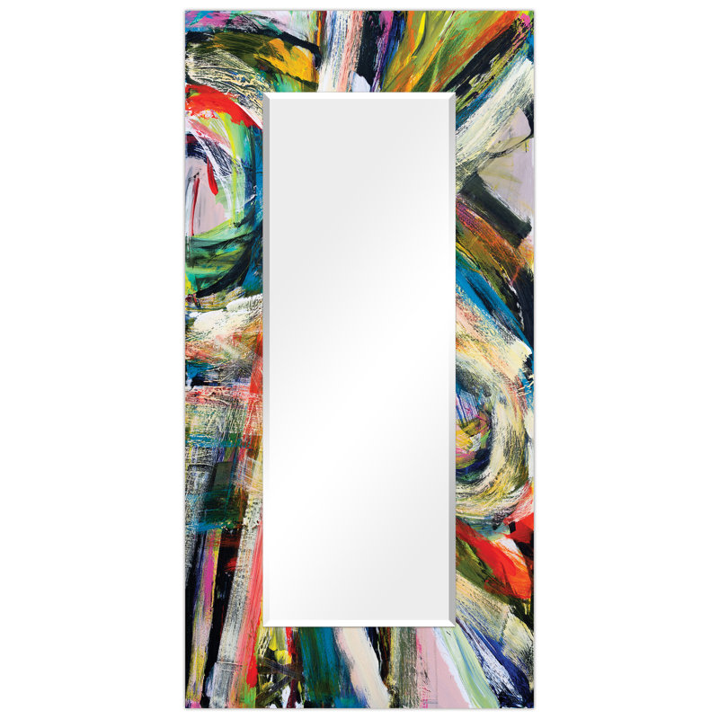 Rock Star I Rectangular Beveled Mirror on Free Floating Printed Tempered Art Glass, 72" x 36"