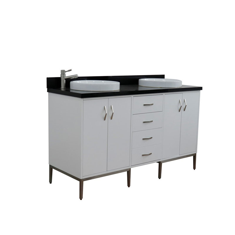 Ensemble de meuble-lavabo double 61 po Aashirya, Noir