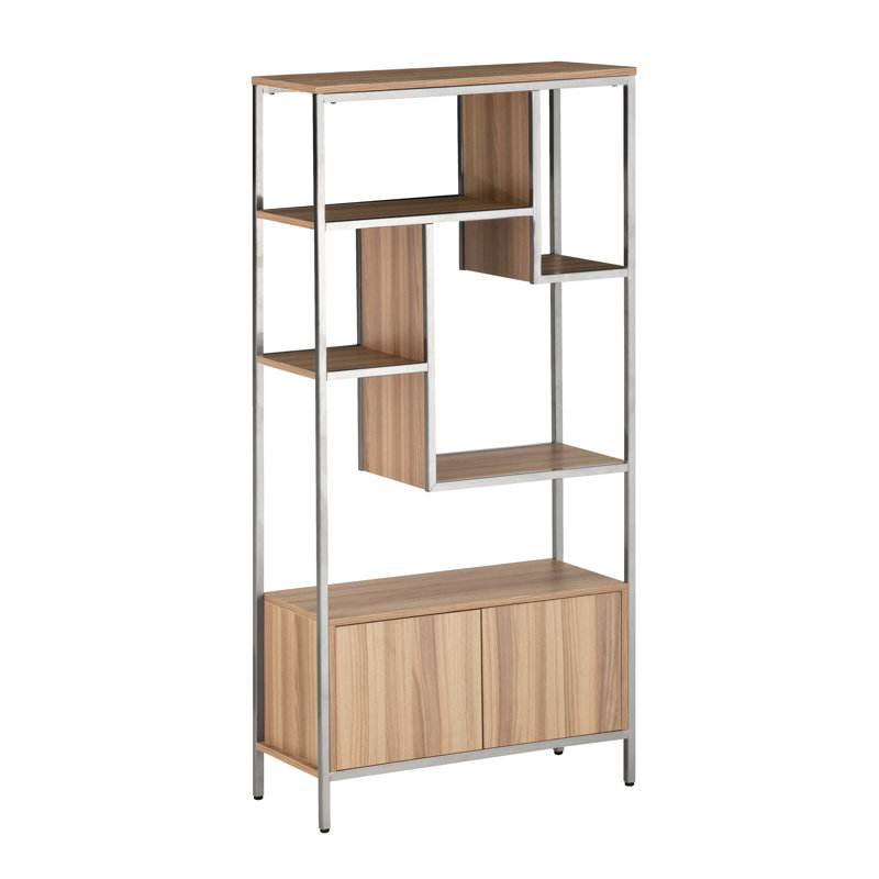 Geometric Storage Bookcase, Oak/White