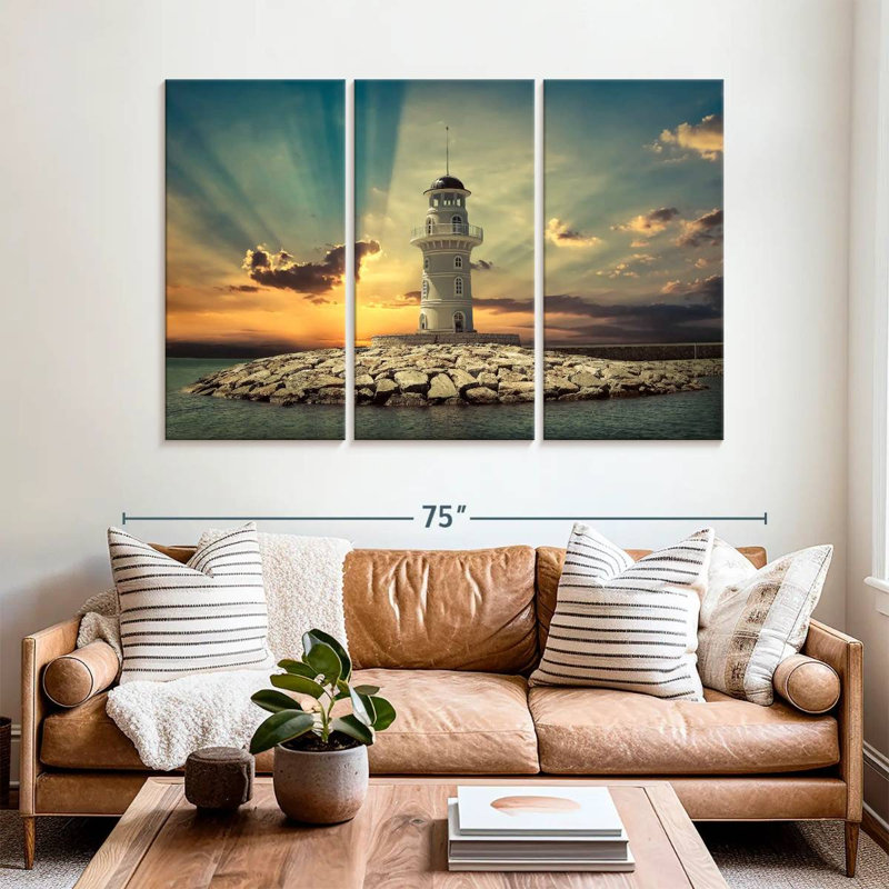 Aletra Majestic Lighthouse Sunset, 42" H x 65" W