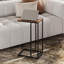 Petite table de bout en forme de C en bois, petite table d'appoint avec base en métal pour canapé et table de chevet  -1062243542
