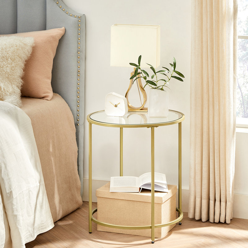 Doynton Glass End Table, Gold