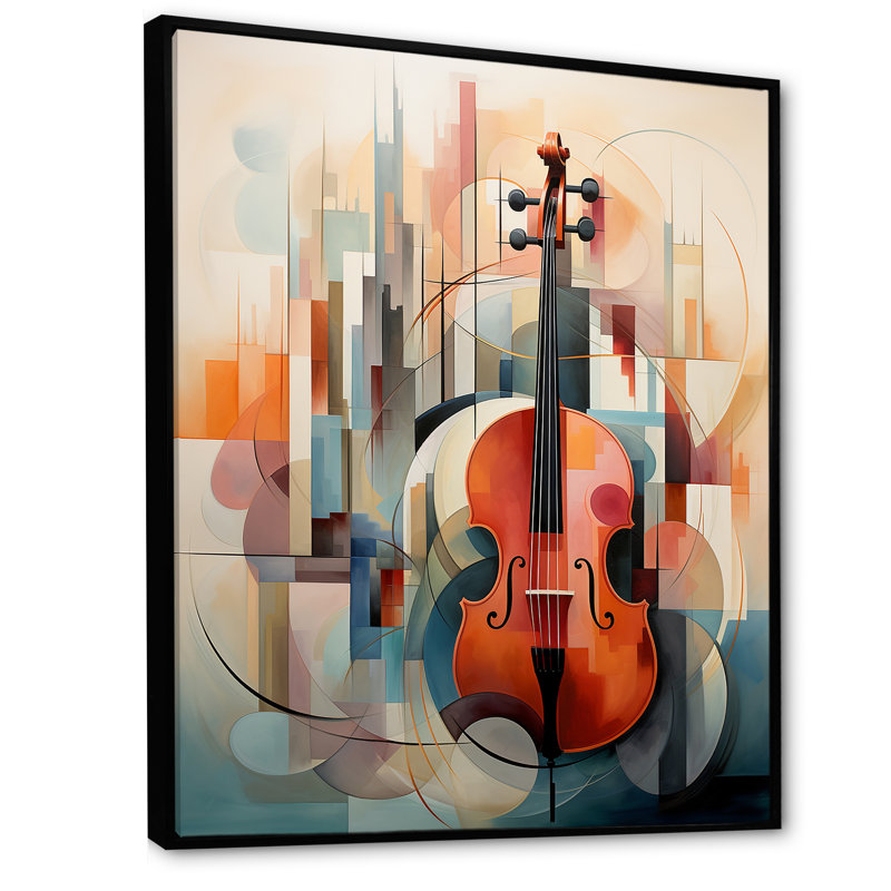 Cubique musique violon, sonate - impressions sur toile, Cadre flottant noir, H 20 po x l 12 po