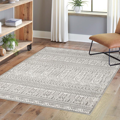Tapis gris-ivoire Southwestern / Lodge Onyxx